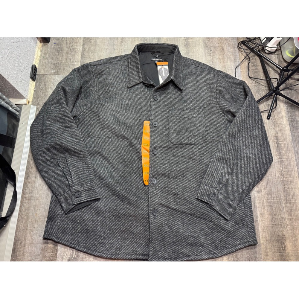 Banana Republic Mens XXL Shirt Jacket Charcoal Gray Textured Button Down NWT